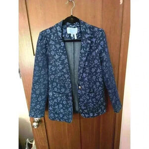 Draper James Denim Blazer Women's 6 One Button Classic Work Casual‎ Preppy